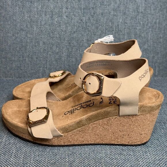 Birkenstock SOLEY Sandcastle nubuck Wedge Sandal women’s size 6 new - Picture 5 of 10